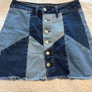 Denim Skirt-Patchwork